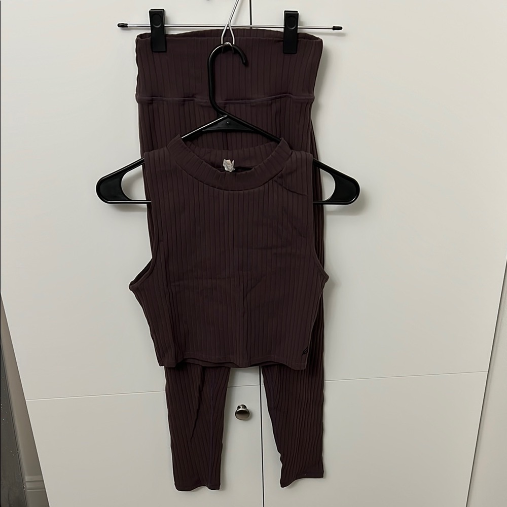 Dark Purple P’tula workout Leggings with matching crop top set